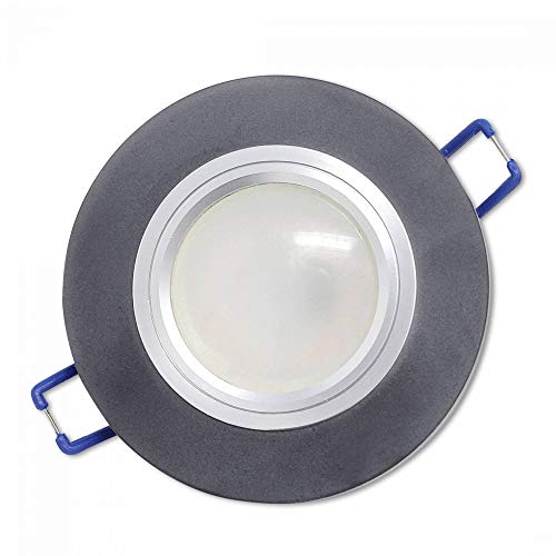 Juego de 6 focos LED empotrables redondos, color negro mate, plano, 6,5 W, blanco neutro, 230 V, lámpara de techo regulable, de cristal, 75 mm de orificio