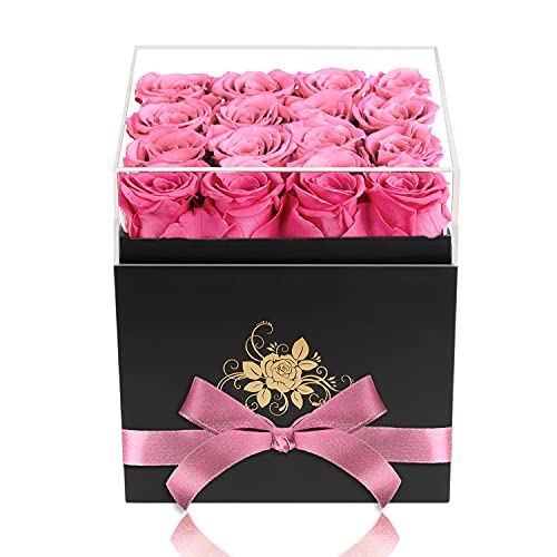 Perfectione Roses Luxury Preserved Roses in a Box, Pink Real Roses Valentines Day Gifts for Her, Mothers Day Gifts, Birthday Gifts for Women - Thumbnail 2