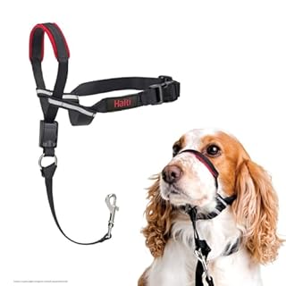 Collare a cavezza HALTI Optifit - Per impedire che il cane tiri il guinzaglio, regolabile con fascia per il muso imbottita. Collare anti-trazione per l’addestramento di cani di taglia media (Taglia M)