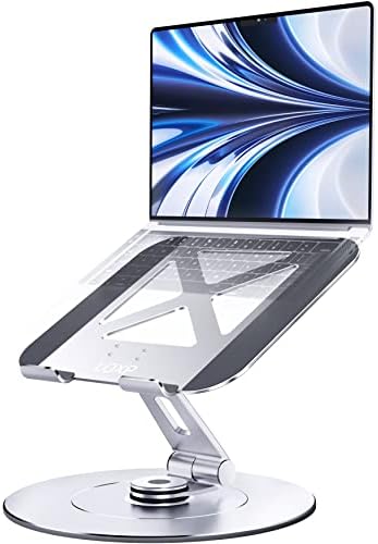 LOXP Ultra-Stable Swivel Laptop Stand for Desk, 300% Larger Base Stability, Military-Grade Aluminum, Anti-Loosening Structure, CNC Technology of Height Adjustable Laptop Stand, Suitable for 10"-17.3"
