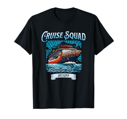 Barco retro Art Deco familiar Cruise Squad 2026 a juego para grupos Camiseta