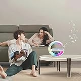 Luminaria Caixa Som Bluetooth Carregamento sem Fio Radio FM Relogio Alarme 7 Cores USB AUX TF Card glide