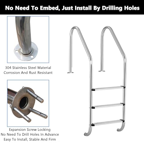 Escalera para piscina de acero inoxidable 3 peldaños miniatura 7