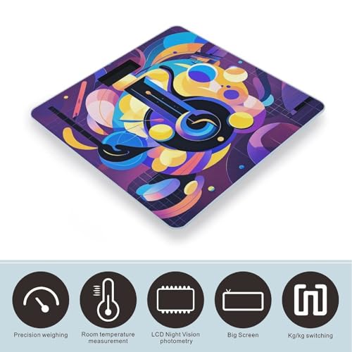 Báscula de baño digital con vidrio templado diseño música miniatura 3