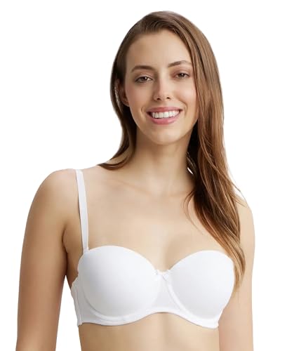 Image of Jockey FE52 Women's Under-Wired Padded Super Combed Cotton Elastane Stretch Full Coverage Multiway Styling Strapless Bra with Ultra-Grip Support Band