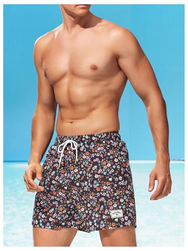SHENHE Men's Floral Swim Trunks with Mesh Lining Hawaiian Swimming Shorts Bathing Suits4