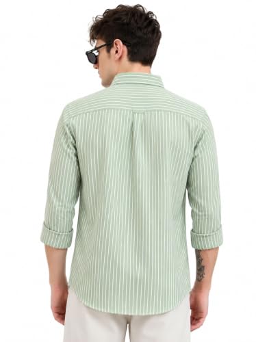 Image of Youth First Men's Cotton Blend Casual Shirt | Regular Fit Solid Full Sleeve Button Down Collared Shirts | Comfortable Formal Office Business Casual for Men