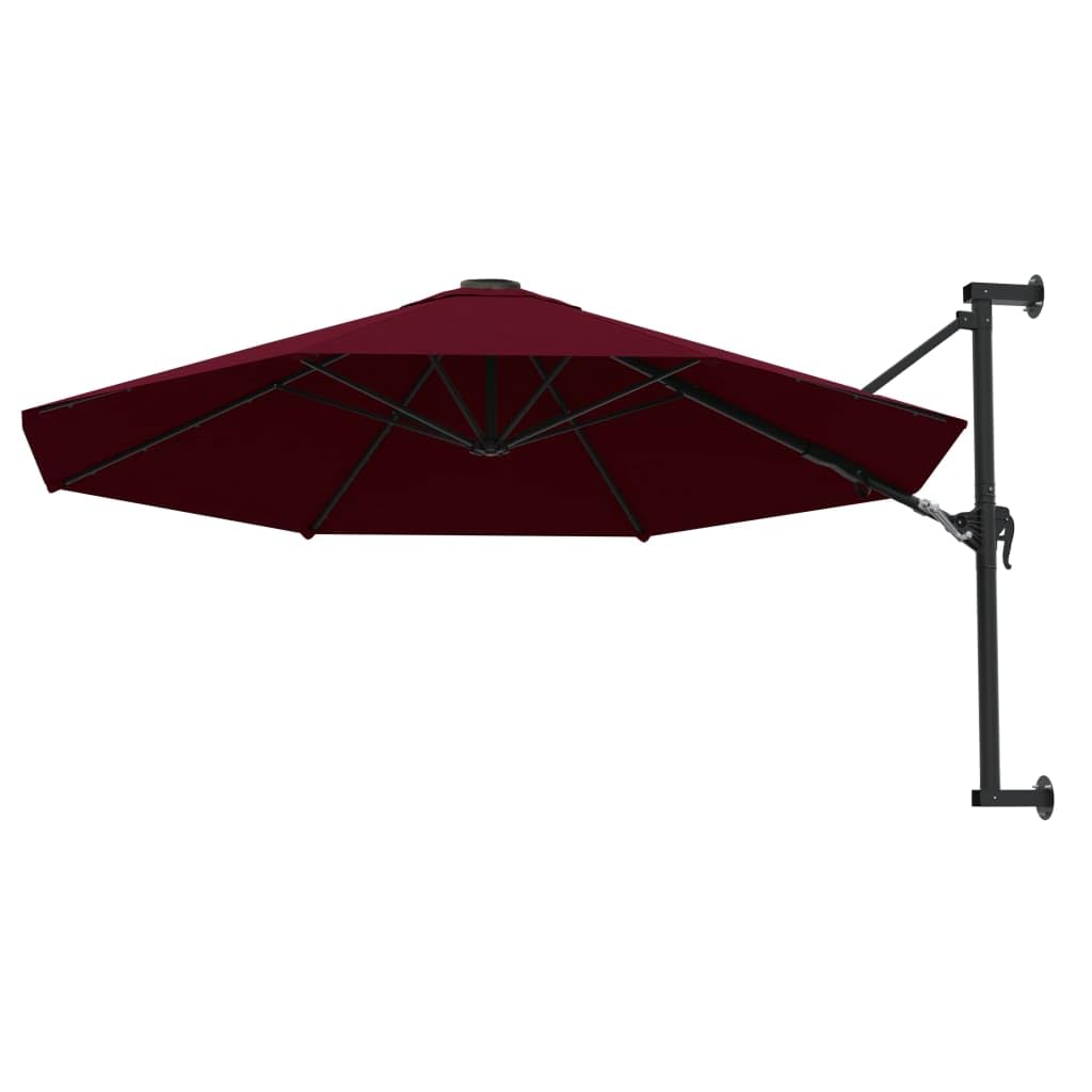 Sombrilla de Pared con Mecanismo de Manivela, Parasol de Poliéster con Protección UV, Inclinación Ajustable para Jardín, 8 Varillas de Acero, Fácil Montaje y Limpieza, Ideal