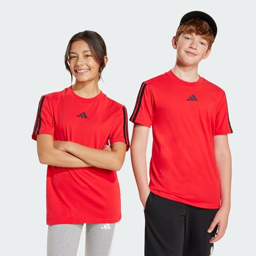 Adidas Unisex Kinder Essentials 3 Stripes T-Shirt, Pure Ruby/Black, 15-16 Years