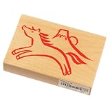 こどものかお ニューイヤースタンプ大・長方形 年賀状 挨拶状 ラバースタンプ ゴム印 はんこ 判子 (馬富士初日の出)