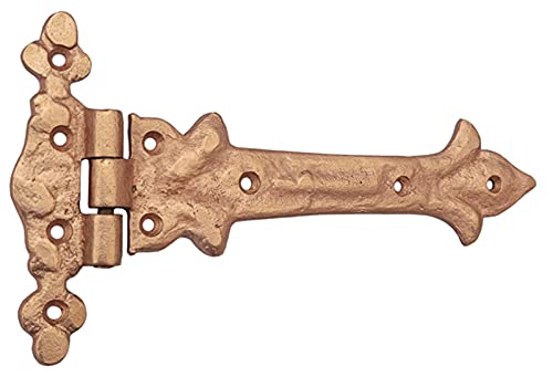 Image of Adonai Hardware Adonijah Antique Cast Iron Strap T Hinge (7.9 inch x 12 Pack, Copper Finish) for Barn Doors, Gates, Kitchen Cabinets, Sheds, Wooden Box, Furniture, Cedar Chest and Trunks
