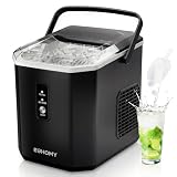 Euhomy Portable Countertop Ice Maker - 9 Cubes in 6 Mins, 26lbs/Day, Self-Cleaning with Ice Scoop & Basket, Compact for Home/Kitchen/Office/RV (Black)