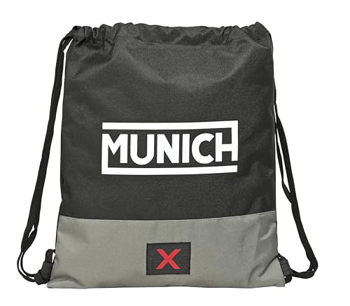 MUNICH CAMP NEGRO - Mochila Saco Plano Grande, Mochila, Ideal para Niños de Diferentes Edades, Cómoda y Versátil, Calidad y Resistencia, 35x40 cm, Color