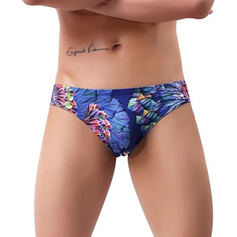 WINDAY Men's Briefs Ice Silk Triangle Bikinis Underwear print Breathable Briefs Cover