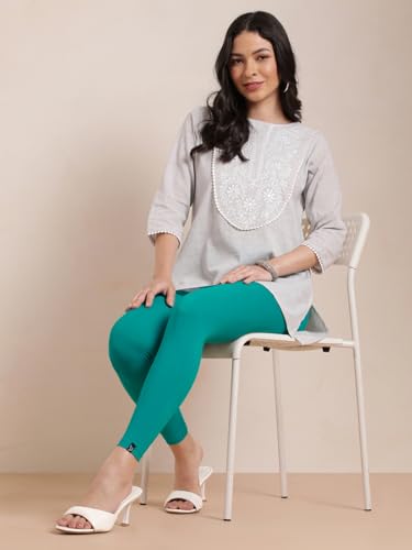 Image of TWIN BIRDS Super Stretchable Cotton Elasthane Fabric Ankle Length Leggings for Women