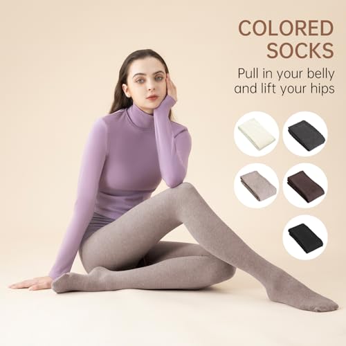 Women's Sweater Tights, Soft Nylon Regular Multicolour Control Top Opaque Tights, 1 Pair2