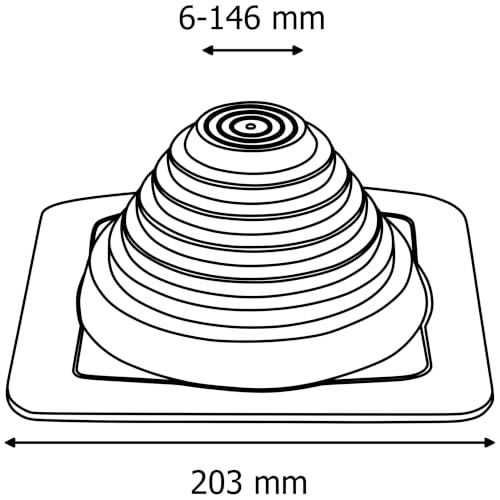 FOLNET Rohrmanschette Dachdurchführung Kabel- Rohrdurchführung Dichtungsflansch für Blechdachdeckungen EPDM 3 bis 724 mm Blechpfannen Trapezblech Doppelstehfalz (EPDM quadratisch, 6 mm - 146 mm)