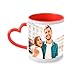 Imagen de Taza personalizada de cerámica con asa de corazon y fondo rojo