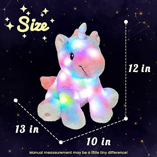 Hopearl LED Plush Unicorn Colorful Lighting Up Stuffed Animal Floppy Night Lights Glow in The Dark Birthday Gifts for Kids Toddler Girls, Rainbow, 12'' - Image 5
