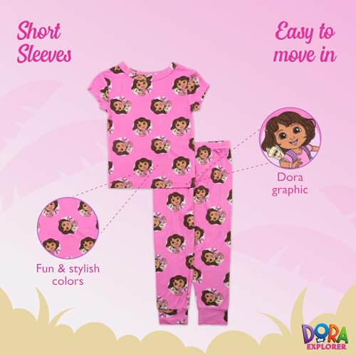 Image of Nickelodeon Girls' 2-piece Snug-fit Matching Viscose Pajama Set, Soft & Cute Pajamas for Kids