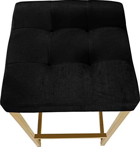 Meridian Furniture Nicola Collection Modern | Contemporary Upholstered Counter Height Stool With Tufted Seat And Durable Steel Base, Set Of 2, Black Velvet, 15" W X 15" D X 26.5" H #TOP3