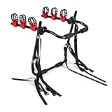 Goplus 3-Bike Trunk Mount Bike Rack, Foldable Carbon Steel Bicycle Carrier for Hatchback, Sedan & SUV, Fixed Straps with Anti-Sway, Soft Padding, Easy to Install & Compact Storage, Black