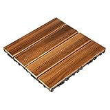 SOPOTUTU Outdoor Balkon Holzfliesen Interlocking Terrasse Holzbelag Wetterfest Robust Rutschfest Einfach zu Verlegen für Garten Balkon Patio