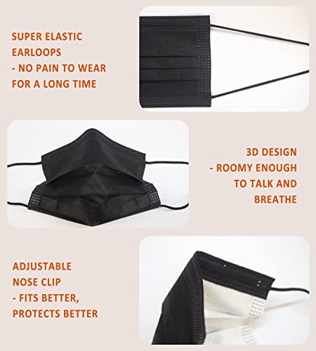 Borje Kids Masks 100 Pcs, Black Face Mask for Kids Boys Girls, Kids Disposable Face Masks