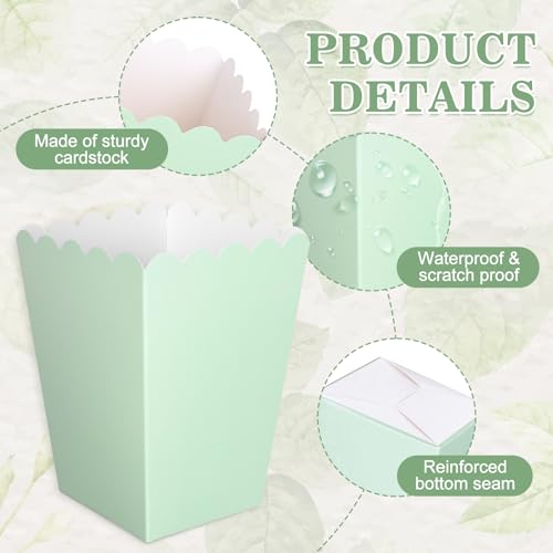JarThenaAMCS 36Pcs Sage Green Mini Popcorn Boxes Green Popcorn Buckets Candy Favor Boxes for Movie Night Party Supplies, 2.2 x 4.2 x 3in by JarThenaAMCS - Image 3
