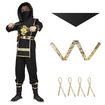 Aoowu Disfraz Ninja Samurai para Niño - Set 3 Piezas con Mono y Dagas, Traje para Cosplay Anime, Halloween, Fiesta, Carnaval y Cumpleaños | Ya disponible en tu tienda friki favorita! En mundofriki.es!
