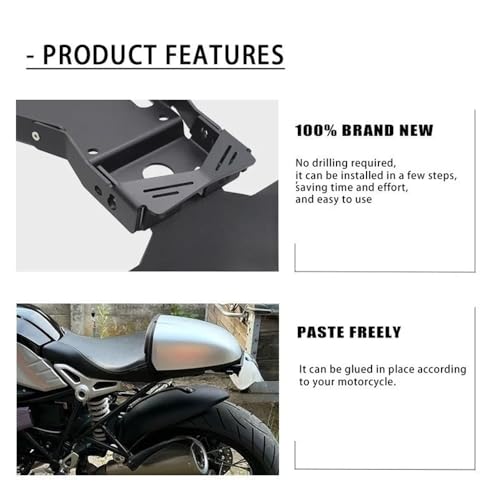 Support de plaque d'immatriculation moto rigide avec feu arrière intégré pour RNINE T