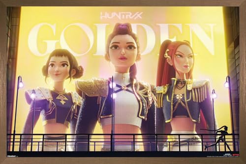 Netflix KPop Demon Hunters (2025) - Huntrix Golden Wall Poster, 22.4L" x 14.7W", Bronze Framed Version