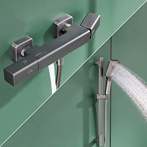 Robinet de baignoire mural noir avec douchette 3 modes et barre relevable - 3