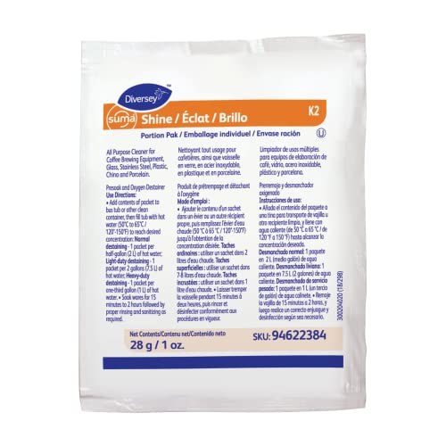 Diversey Suma Shine Portion Pak, Powder, 100 Per Carton