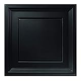 Genesis 2ft x 2ft Black Icon Coffer Ceiling Tiles - Easy Drop-In Installation – Waterproof, Washable and Fire-rated - High-Grade PVC to Prevent Breakage (One Tile)