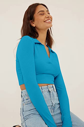 Image of AUSK Women's Crop top Full Sleeves Polo Neck