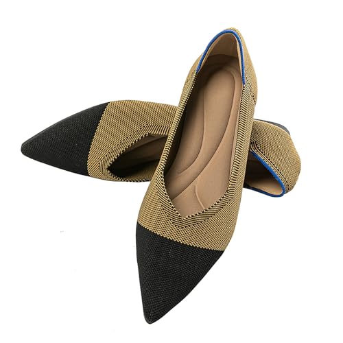 Women's Flats Shoes Pointed Toe Knit Ballet Comfortable Dressy Slip On Flat Classic Ballet Office Work Shoes3