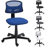 HOMCOM Silla de Oficina Ergonómica sin Brazos Silla de Escritorio Giratoria con Respaldo de Malla Transpirable Altura Ajustable Silla de Despacho Carga 120 kg Azul