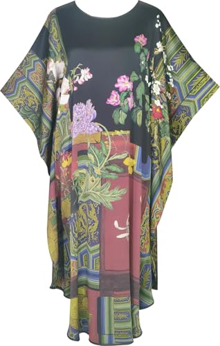 Kwedhongjh Women's 100% Silk Long Sleepwear, Silk Women's Bathrobe, Silk Kimono, Doll Sleeve Long Bathrobe - Flower Pattern