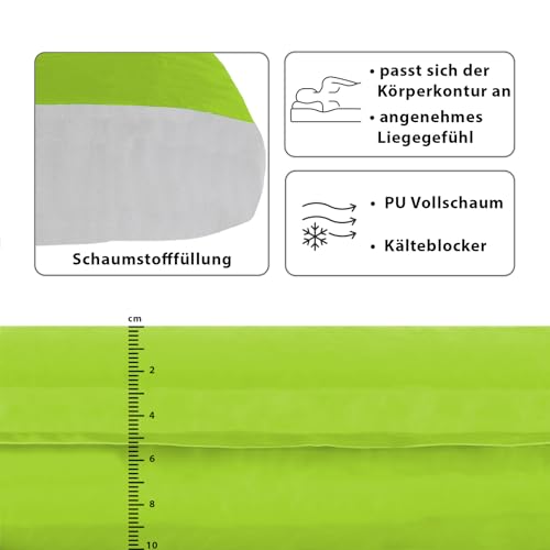 ALPIDEX Isomatte Camping 2.5 cm┃6 cm┃10 cm Dick Schaumstoff Selfinflating Matte Selbstaufblasende Outdoor Thermomatte Robust Isolierend, Farbe:Lime, Maße:200 x 66 x 6.0 cm – Bild 3