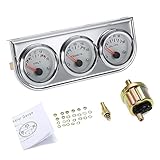 52MM Oil Pressure Fahrenheit Water Temperature Gauge Voltmeter Chrome 3 in 1 Gauge Kit Car Motorcycl