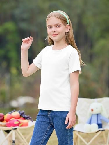 Image of Imily Bela Girls Summer Crewneck T Shirts 5-14 Years | Kids, Casual, Short Sleeve, Loose Basic Tee Tops, Versatile Everyday Wear, Sports, school, party & outdoor activities