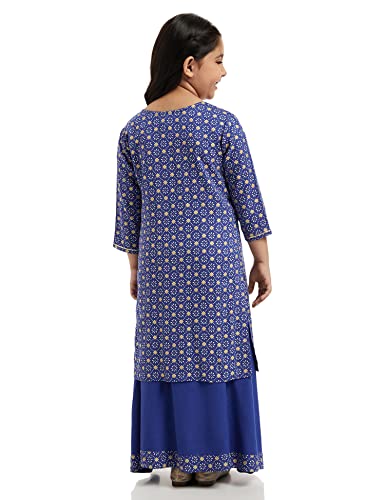 Image of Amazon Brand - Jam & Honey Rayon Girl Festive Printed Salwar Suit Set Which Is Both Comfortable And Stylish