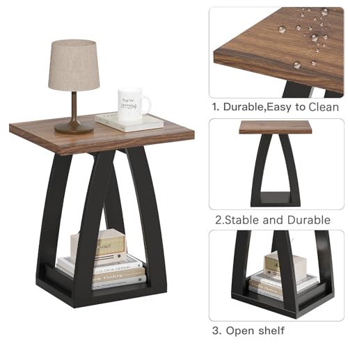 FJTFORME End Tables Living Room Set of 2 with Shelf, Black-Brown by FJTFORME - Used condition - Image 4
