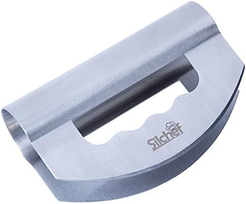 Mezzaluna - Salad Chopper knife with Double Blade Protective Covers - Multipurpose Premium Stainless Steel Herb Chopper Mincing knife by Silchef