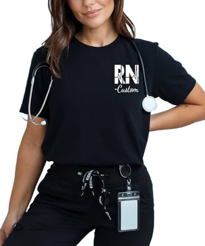Custom RN Registered Nurse Shirt for Women Personalized T Shirts with Name Graphic Tees Design Your Own Tops Multi