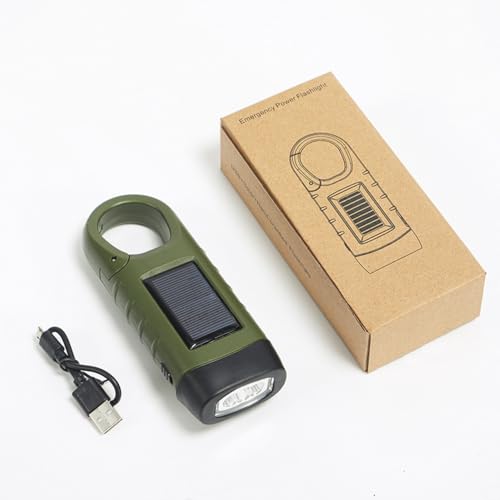 Image of Hand Crank Solar Flashlight, Emergency LED Flashlight, Portable Survival Flashlight, No Battery Required - Yellow