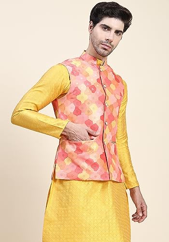 Image of Aany's Culture Men's Ethnic Digital Floral Printed Nehru Jacket | Regular fit | Stylish Nehru Jacket | Premium Nehru Jacket For Men