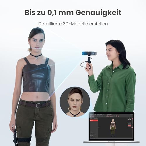 Revopoint RANGE 2 3D-Scanner Handheld, 0,1 mm Präzision, Tragbarer 3D-Scanner, Eingebaute RGB-Farbkamera, Unterstützt Körper- und Gesichtsscans, Reverse Engineering, Windows/Android/iOS/macOS