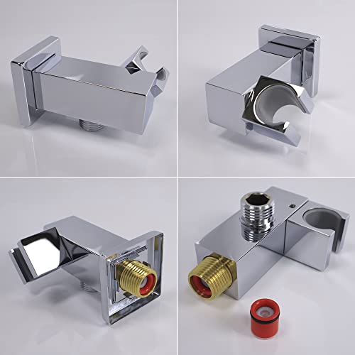 Wall Mount Shower Head Holder For Bathroom, 360 Degree Adjustable Bracket For Handheld Showerhead, Shower Wand Holder Chrome, Solid Brass Holder With Check Valve For Shower Sprayer-Huifeidezhu #TOP1